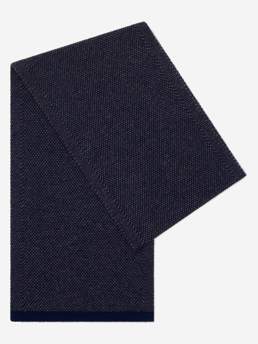 Riccardo (blue & brown) - Italian cashmere scarf with pattern - Glamourous Grace