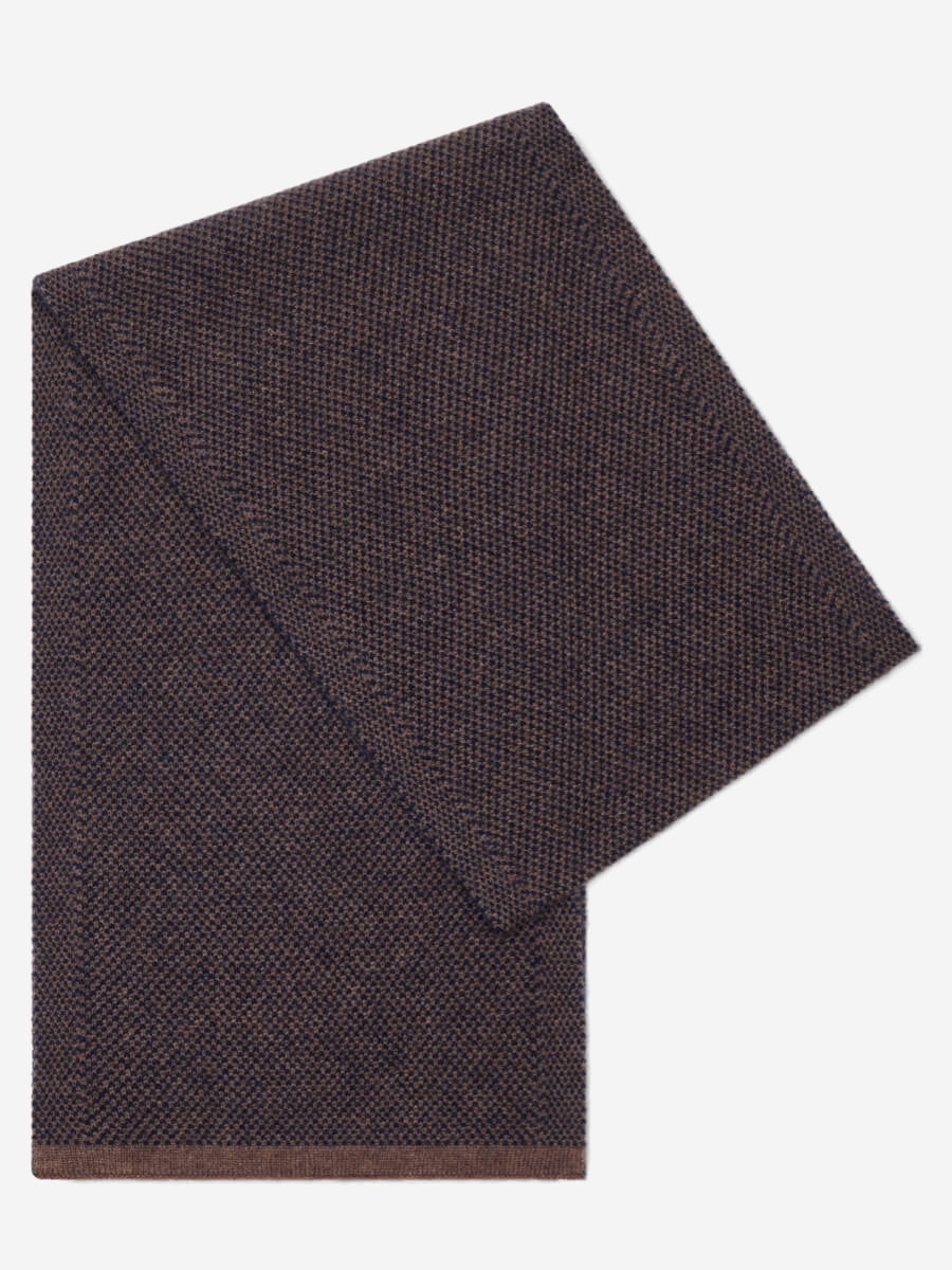 Riccardo (brown & blue) - Italian cashmere scarf with pattern - Glamourous Grace