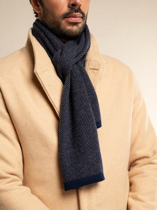 Riccardo (blue & brown) - Italian cashmere scarf with pattern - Glamourous Grace