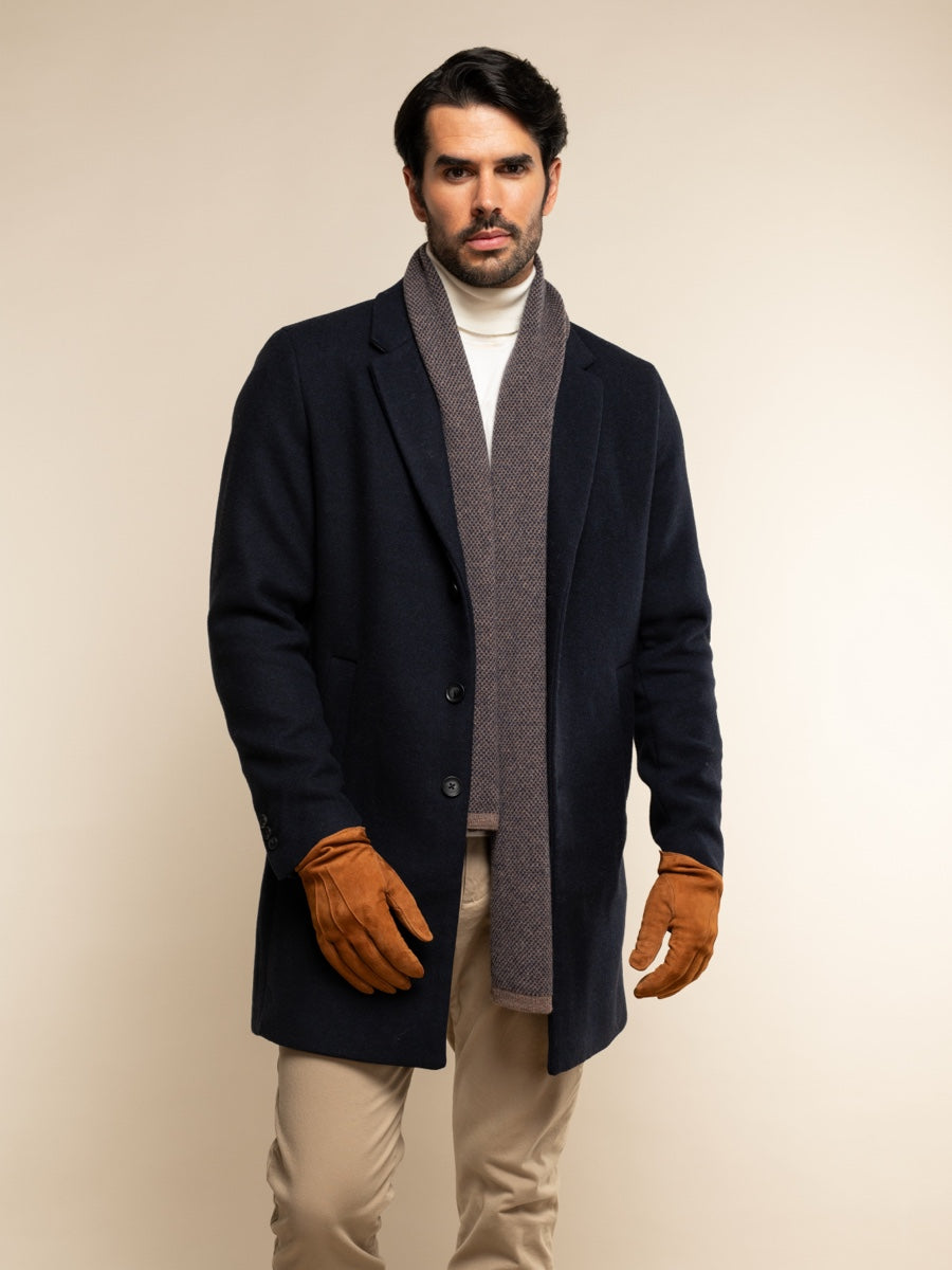 Riccardo (brown & blue) - Italian cashmere scarf with pattern - Glamourous Grace