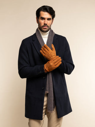 Riccardo (brown & blue) - Italian cashmere scarf with pattern - Glamourous Grace