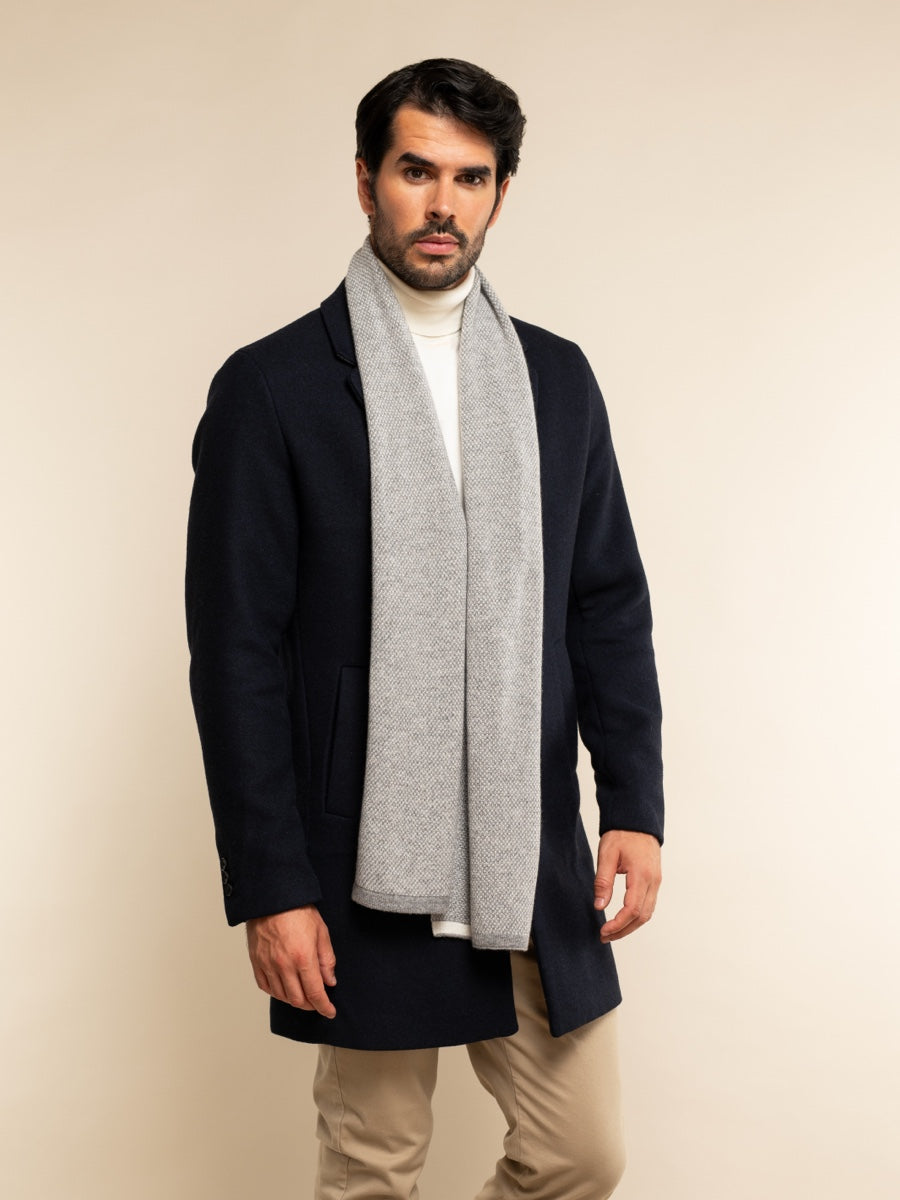 Riccardo (grey & white) - Italian 100% cashmere scarf with pattern - Glamourous Grace