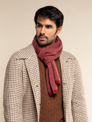 Riccardo (red & grey) - Italian 100% cashmere scarf with pattern - Glamourous Grace