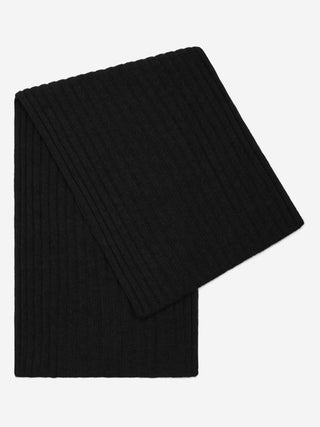 Napoli (black) - Italian 100% cashmere ribbed scarf (unisex) - Glamourous Grace