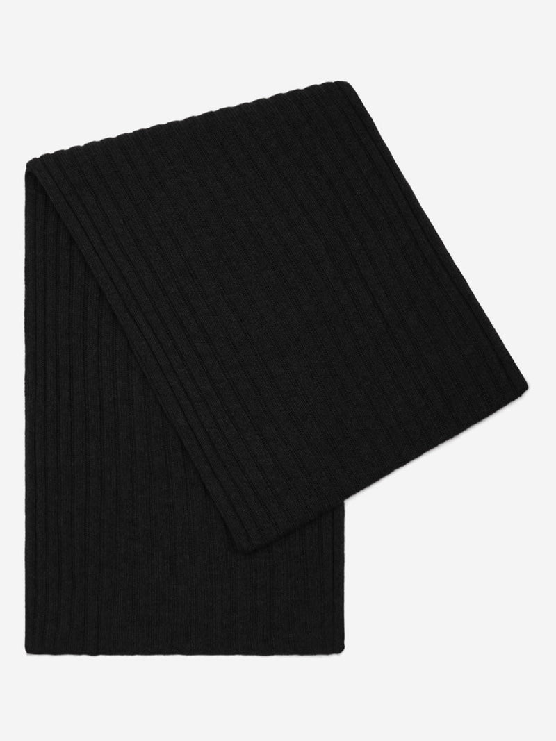 Napoli (black) - Italian 100% cashmere ribbed scarf (unisex) - Glamourous Grace