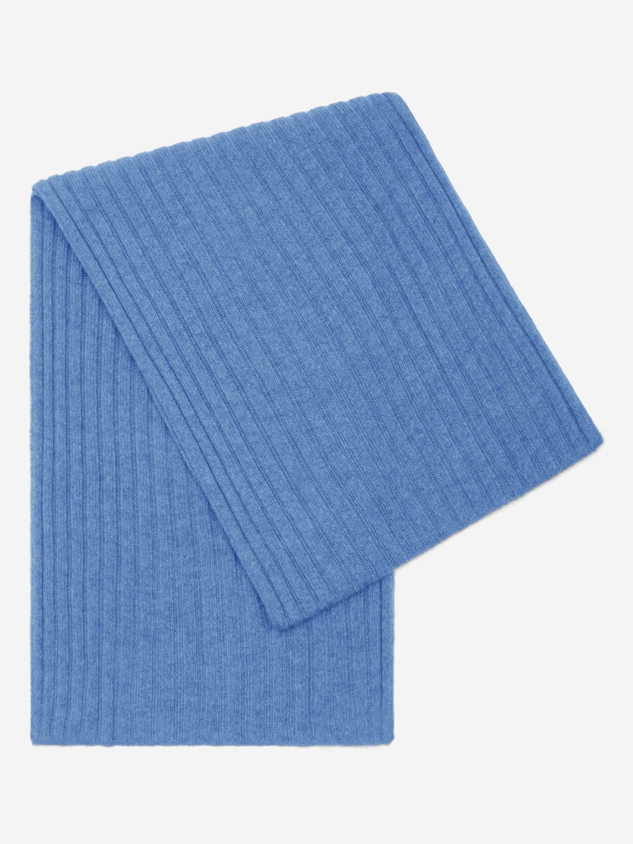 Napoli (light blue) - Italian 100% cashmere ribbed scarf (unisex) - Glamourous Grace