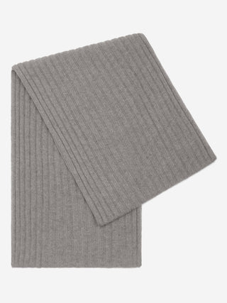 Napoli (light grey) - Italian 100% cashmere ribbed scarf (unisex) - Glamourous Grace