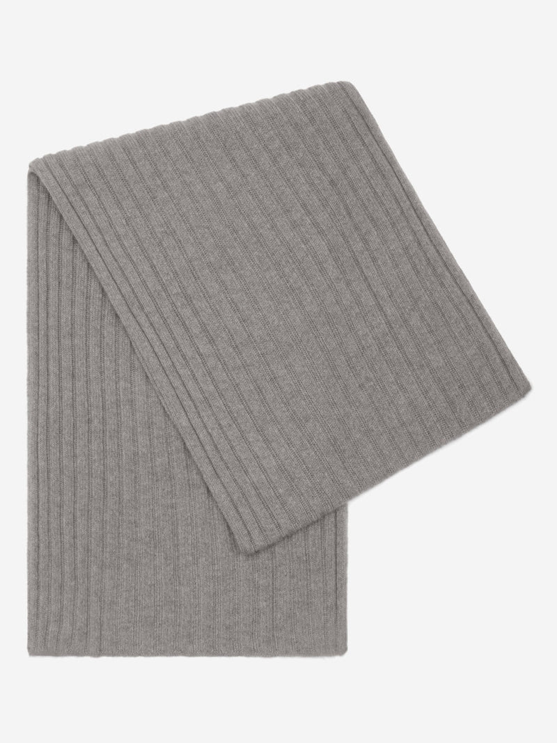 Napoli (light grey) - Italian 100% cashmere ribbed scarf (unisex) - Glamourous Grace