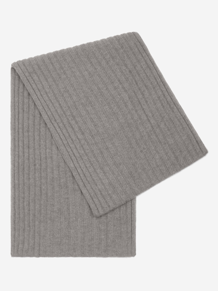 Napoli (light grey) - Italian 100% cashmere ribbed scarf (unisex) - Glamourous Grace