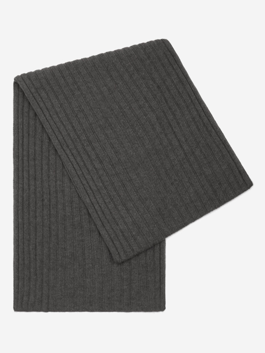 Napoli (dark grey) - Italian 100% cashmere ribbed scarf (unisex) - Glamourous Grace