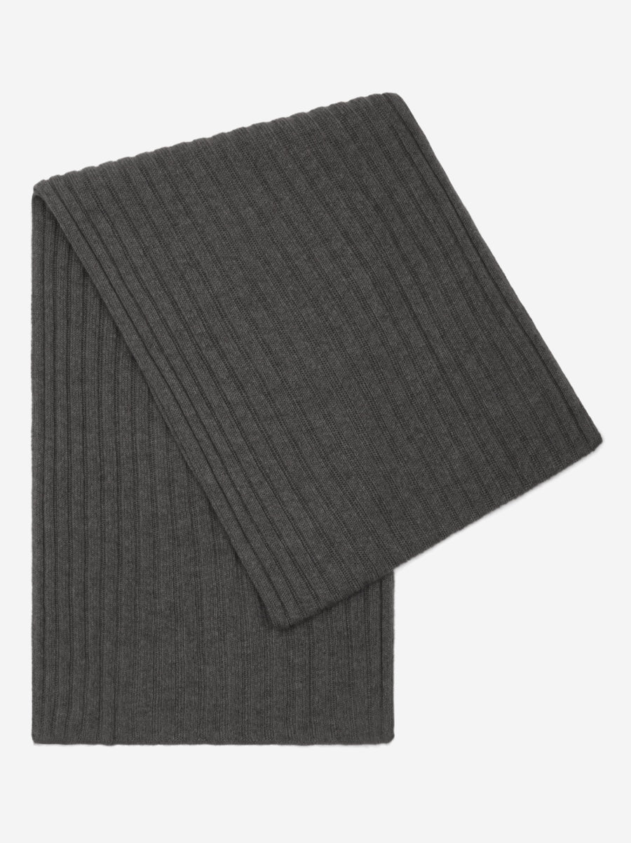 Napoli (dark grey) - Italian 100% cashmere ribbed scarf (unisex) - Glamourous Grace