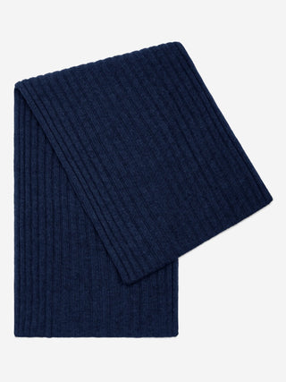 Napoli (navy blue) - Italian 100% cashmere ribbed scarf (unisex) - Glamourous Grace