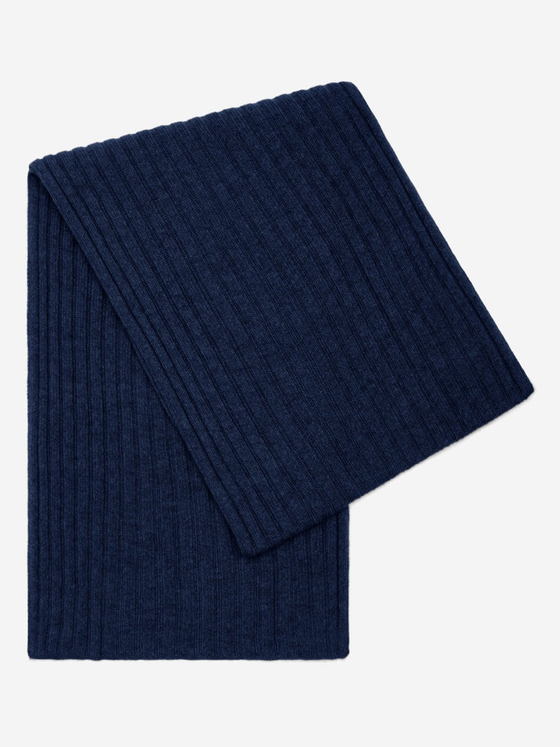 Napoli (navy blue) - Italian 100% cashmere ribbed scarf (unisex) - Glamourous Grace