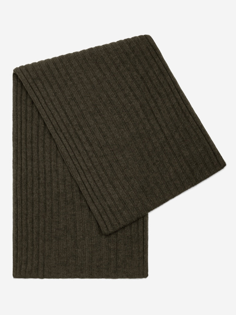 Napoli (dark green) - Italian 100% cashmere ribbed scarf (unisex) - Glamourous Grace