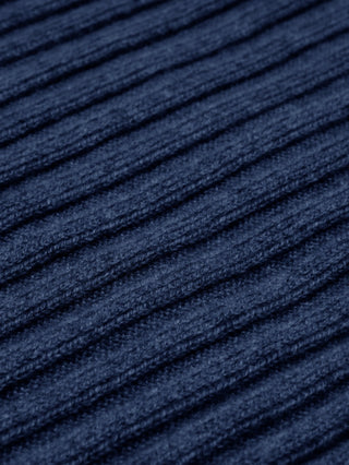 Napoli (navy blue) - Italian 100% cashmere ribbed scarf (unisex) - Glamourous Grace