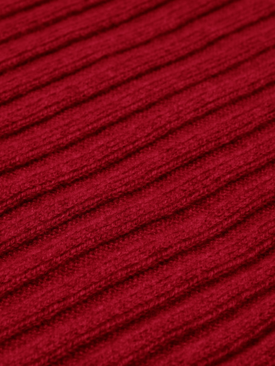 Napoli (red) - Italian 100% cashmere ribbed scarf (unisex) - Glamourous Grace