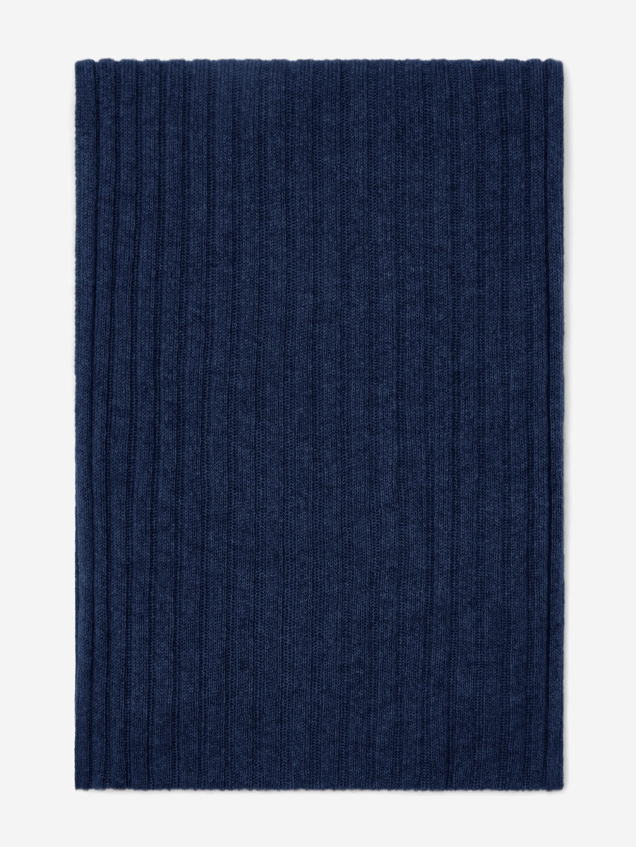 Napoli (navy blue) - Italian 100% cashmere ribbed scarf (unisex) - Glamourous Grace