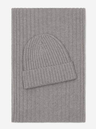 Napoli (light grey) - Italian 100% cashmere ribbed scarf (unisex) - Glamourous Grace