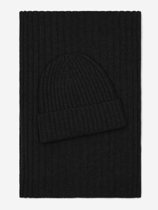 Napoli (black) - Italian 100% cashmere ribbed scarf (unisex) - Glamourous Grace