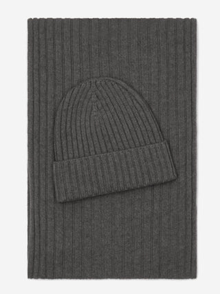 Napoli (dark grey) - Italian 100% cashmere ribbed scarf (unisex) - Glamourous Grace