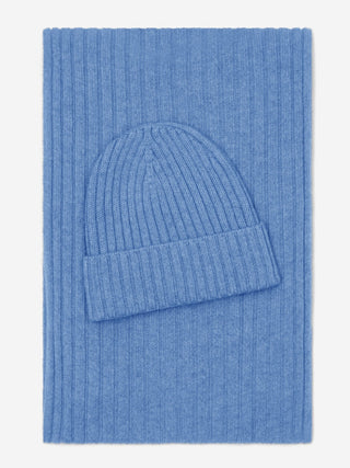 Napoli (light blue) - Italian 100% cashmere ribbed scarf (unisex) - Glamourous Grace
