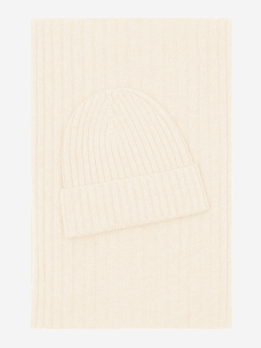 Napoli (cream) - Italian 100% cashmere ribbed scarf (unisex) - Glamourous Grace
