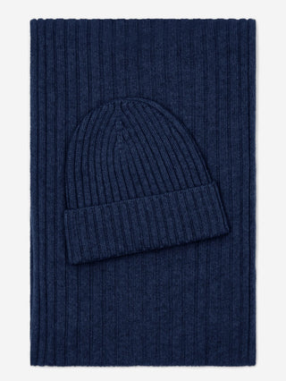 Napoli (navy blue) - Italian 100% cashmere ribbed scarf (unisex) - Glamourous Grace
