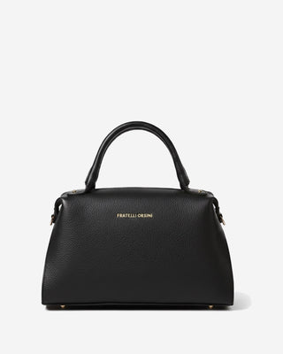 Cecilia (black) - Italian calf leather women’s handbag (with shoulder strap) - Glamourous Grace