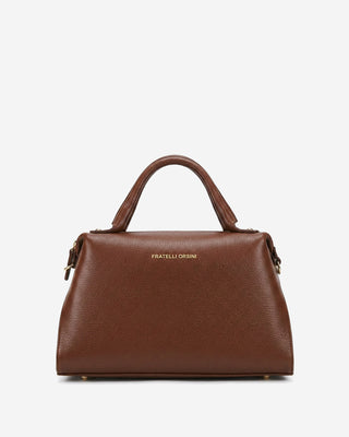 Cecilia (brown) - Italian calf leather women's handbag (with shoulder strap) - Glamourous Grace
