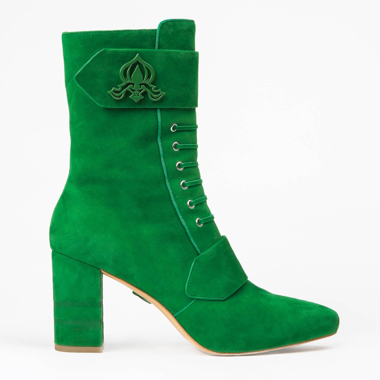Michaela V Marta Green Suede Knee-High Boots - Glamourous Grace