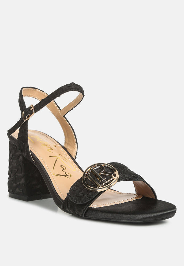Chaplet Textured Block Heel Sandals - Glamourous Grace