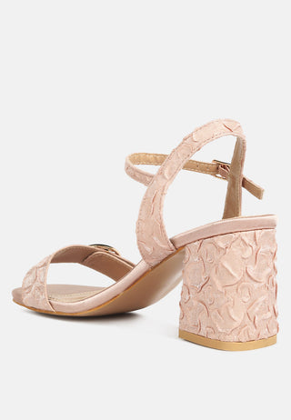 Chaplet Textured Block Heel Sandals