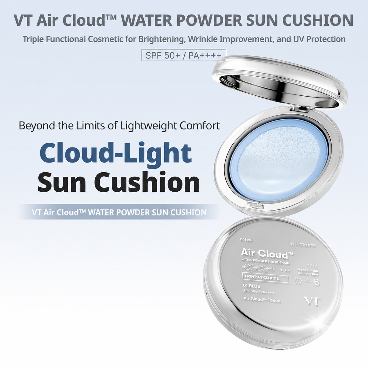VT Air Cloud Water Powder Sun Cushion (12g) - Glamourous Grace