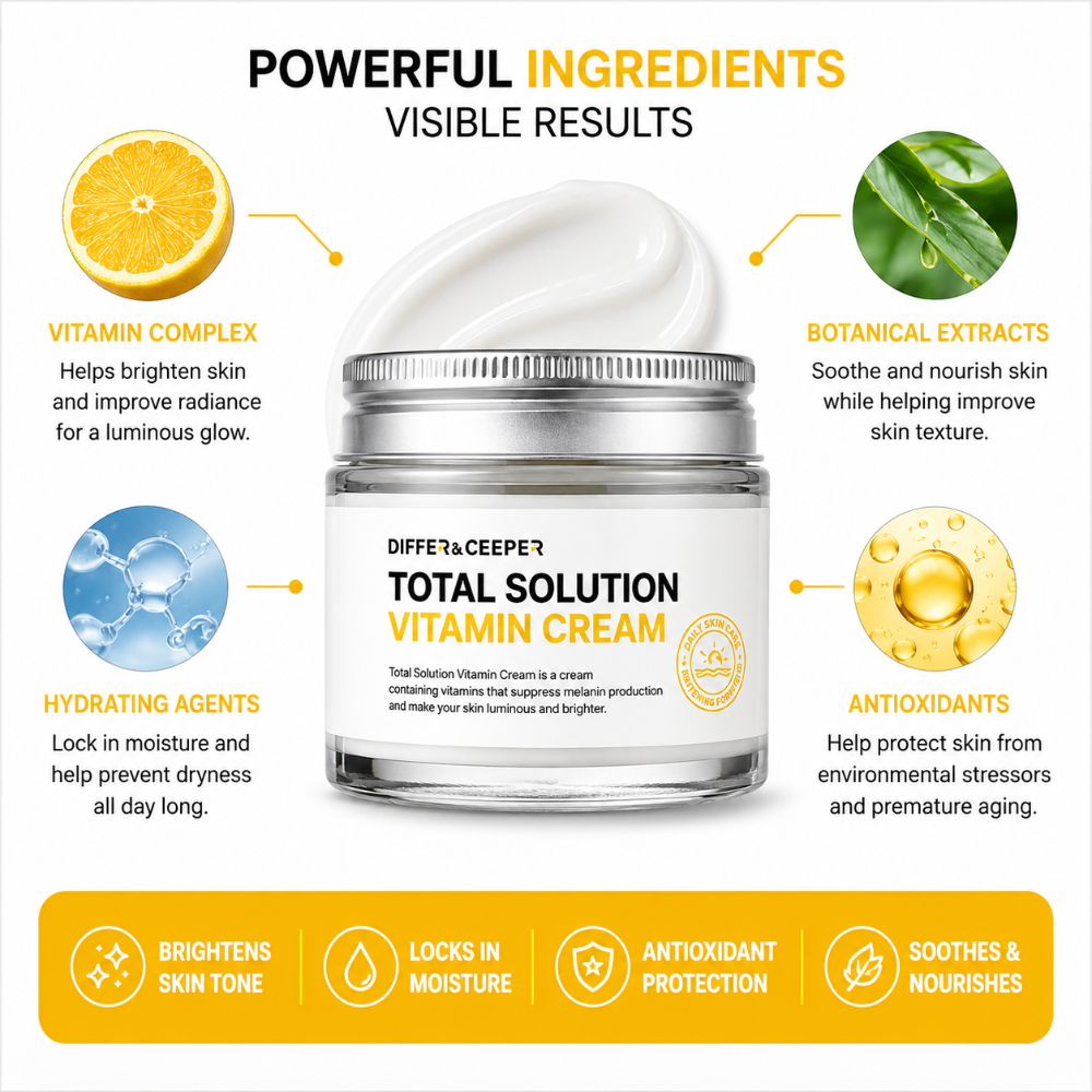 DIFFER&DEEPER Total Solution Vitamin Cream (70g) - Glamourous Grace