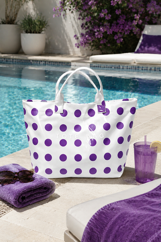 SC - ETA 9/30-10/14 Purple Polka Dot Vinyl TOTE BAG - Glamourous Grace