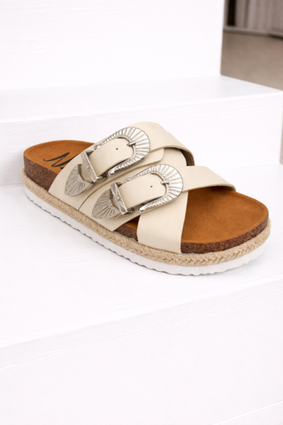 Iris Buckle Sandal in Cream - Glamourous Grace