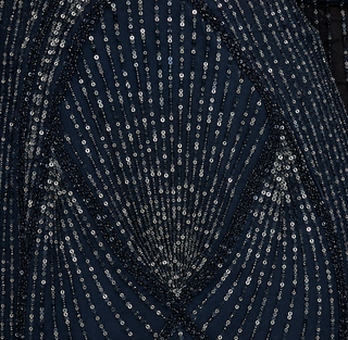 Long Sleeve Beaded Gown with Cape