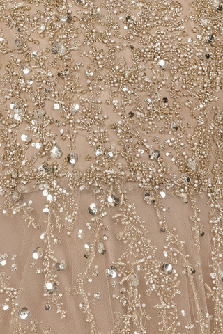Short Sleeve V-Neck Beaded Ballgown - Glamourous Grace
