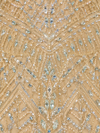 Illusion Neck, Long Sleeve Beaded Gown - Glamourous Grace