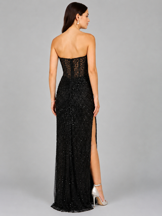 Embellished Strapless Gown with Slit | 9953 - Glamourous Grace