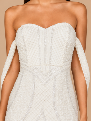 Beaded Gown with Cape Detail - Glamourous Grace