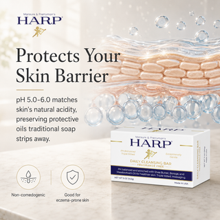 HARP® FRAGRANCE FREE Body Wash Bar – pH Balanced (5.0–6.0) Syndet Cleanser, No Lye, Non-Comedogenic, Gentle for Sensitive & Dry Skin, With Shea Butter & Borage Oil. 5oz Bars