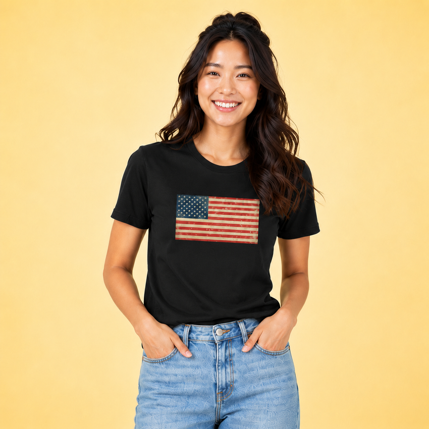 American Flag Organic Cotton  T Shirt - Glamourous Grace