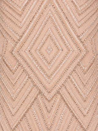 Beaded Fringe Illusion Dress with Cap Sleeves