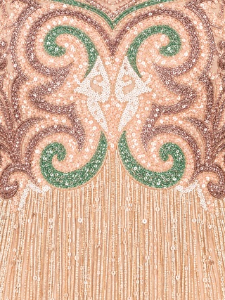 Cap Sleeve Cocktail Gown with Fringes
