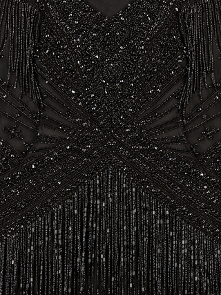 Beaded Fringe Short Dress with Cap Sleeves