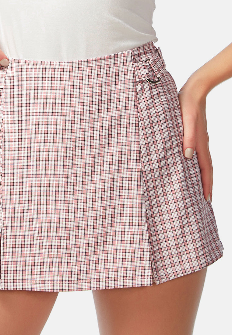 Chequered Skort With Buckles - Glamourous Grace