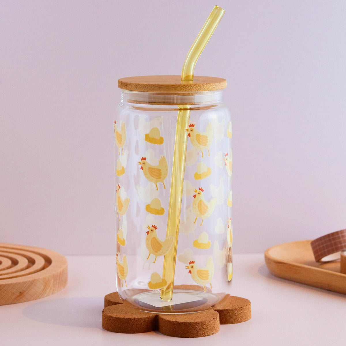 Chicken and Egg 16 oz Glass Cup Set - Glamourous Grace