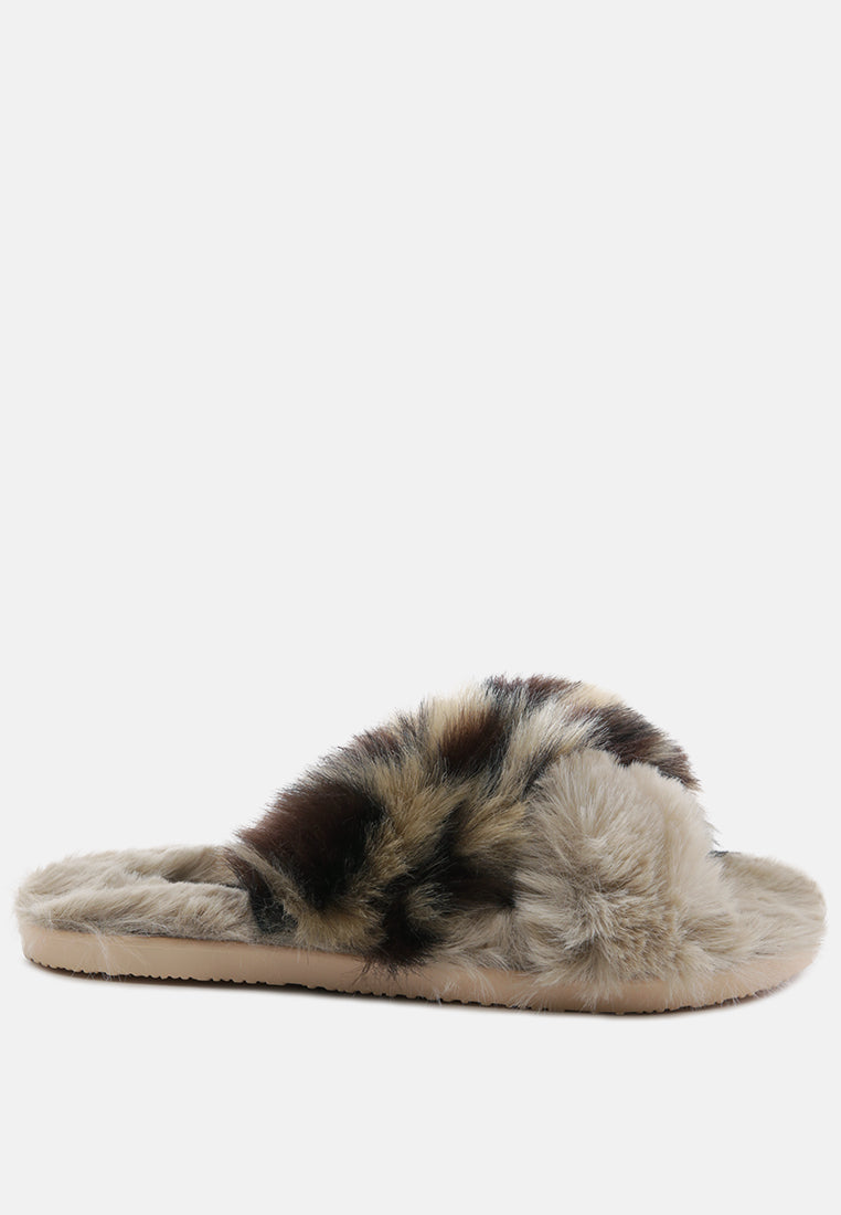 Chipmunk Faux Fur Indoor Flats - Glamourous Grace