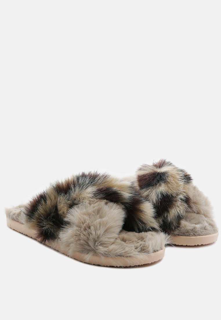 Chipmunk Faux Fur Indoor Flats - Glamourous Grace
